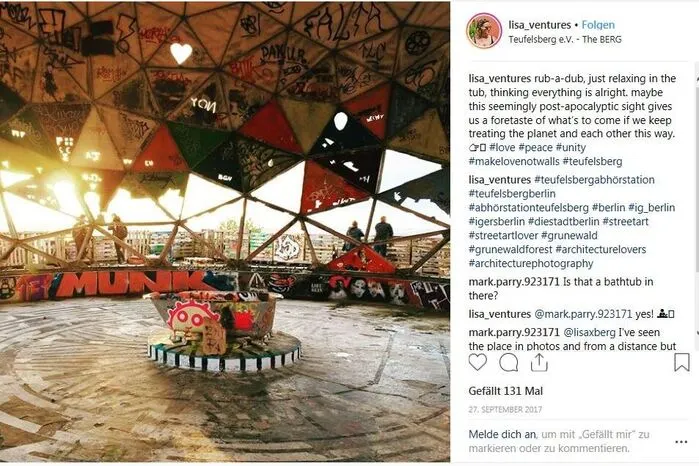 Die meisten Instagram-Erwähnungen entfallen auf diesen Aussichtspunkt mit Geschichte - den Teufelsberg in Berlin.