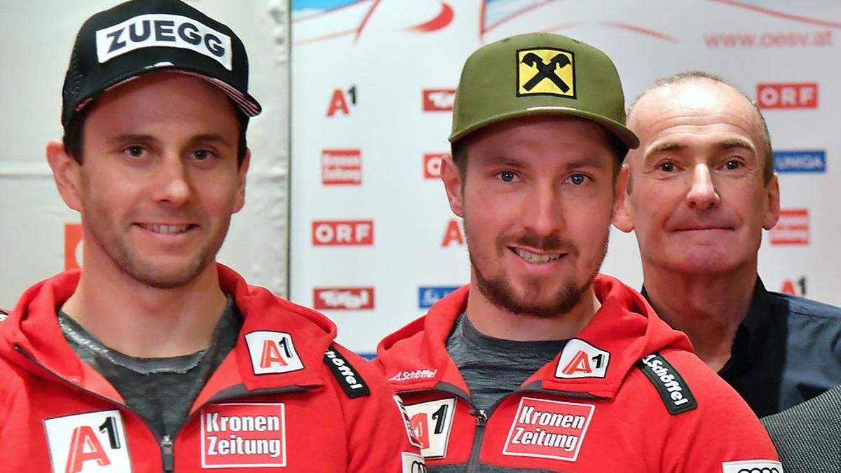 Philipp Schörghofer und Marcel Hirscher (von links)