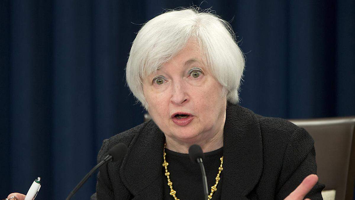 Janet Yellen bei Verkündung der Zinsentscheidung