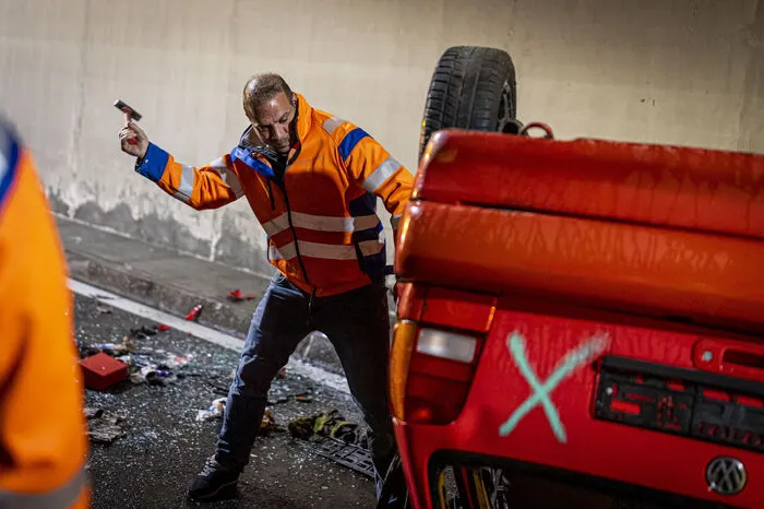 Nachgestellt wurde ein Unfall mit Personenschaden.