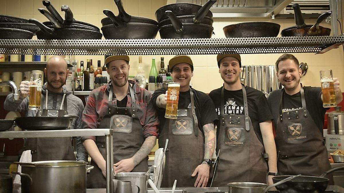 Genussbrüder aus Trofaiach: Patrick Fort, Kai Brus, Ramon Leitner, Clemens Fürstaller und Christoph Hofer (das Foto wurde vor Corona aufgenommen)