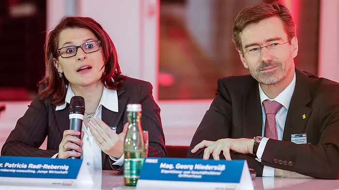 Patricia Radl-Rebernig und Georg Niedersüß aus dem Lavanttal diskutierten unter anderem am Podium in Griffen