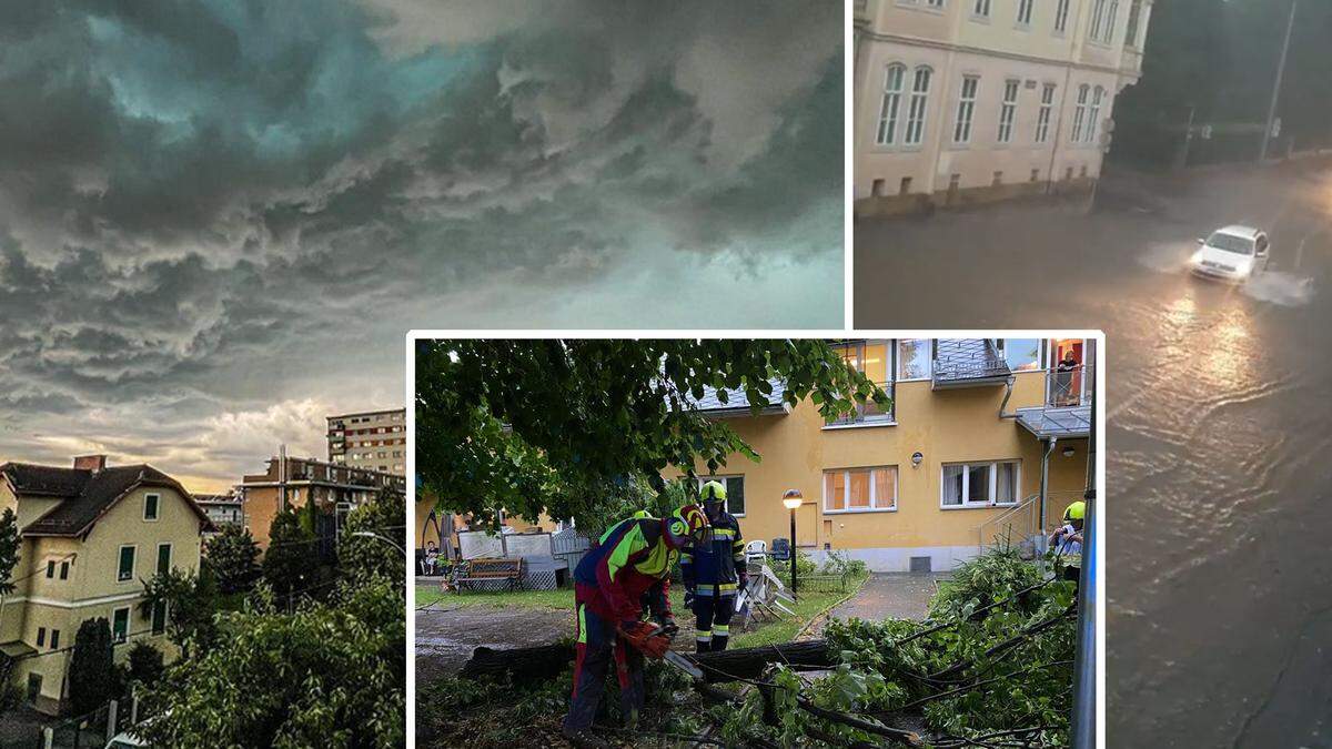  Montagabend und in der Nacht auf Dienstag wurde auch der Großraum Graz von Unwettern heimgesucht. Die Elisabethstraße wurde überflutet, in Deutschfeistritz waren gleich mehrere Bäume umgestürzt 