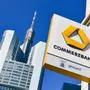 xblx, Commerzbank Filiale, dahinter der Commerzbank Tower Frankfurt am Main *** xblx, Commerzbank branch, behind it the Commerzbank Tower Frankfurt am Main