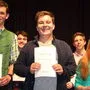 Martin Koch, Maximilian Knasar und Lisa Kaum triumphierten beim Redewettbewerb