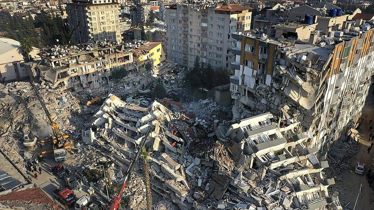 Zerstörte Gebäude in Antakya