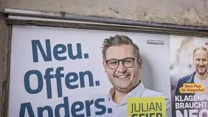 Während am Budget noch gearbeitet wird, läuft der Wahlkampf schonJulian Geier und Janos Juvan Wahlplakate