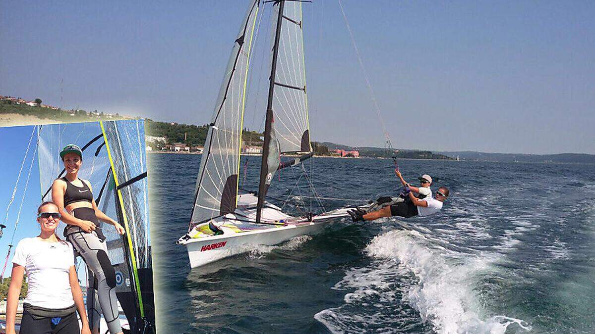 Lara Vadlau (am kleinen Foto rechts) zeigte Eisschnelläuferin Vanessa Herzog worauf es im Segelsport ankommt