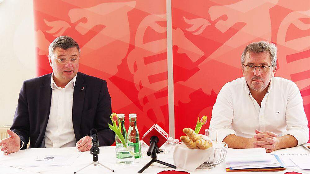 SPÖ-Bezirksvorsitzender Jörg Leichtfried (l.) und Brucks Bürgermeister Peter Koch