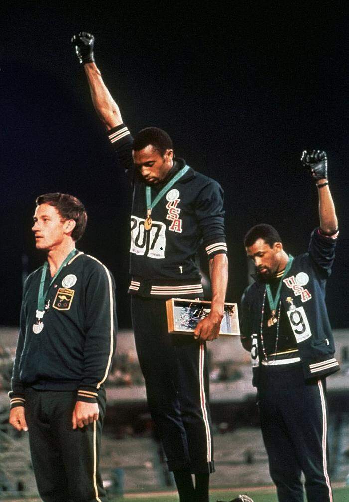 Tommie Smith und John Carlos bei den Olympischen Spielen 1968