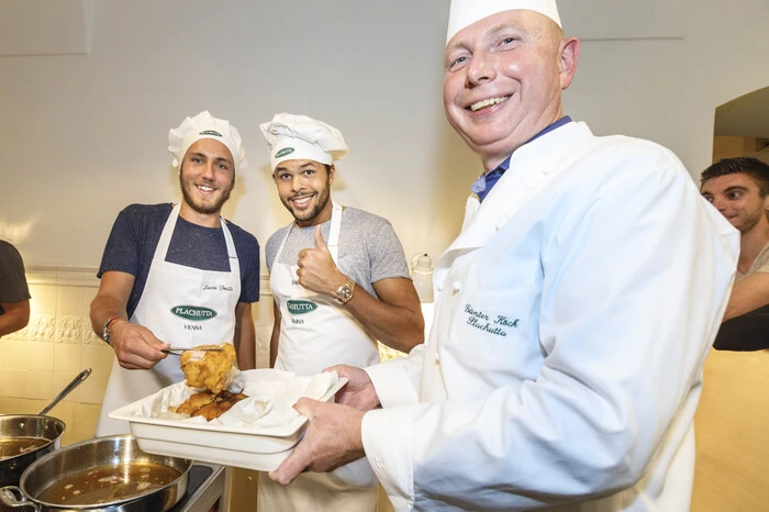 Lucas Pouille, Jo-Winfried Tsonga und Chefkoch Günter Köck