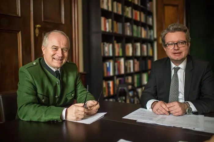 Hans Seitinger gemeinsam mit dem aktuellen Landeshauptmann Christopher Drexler