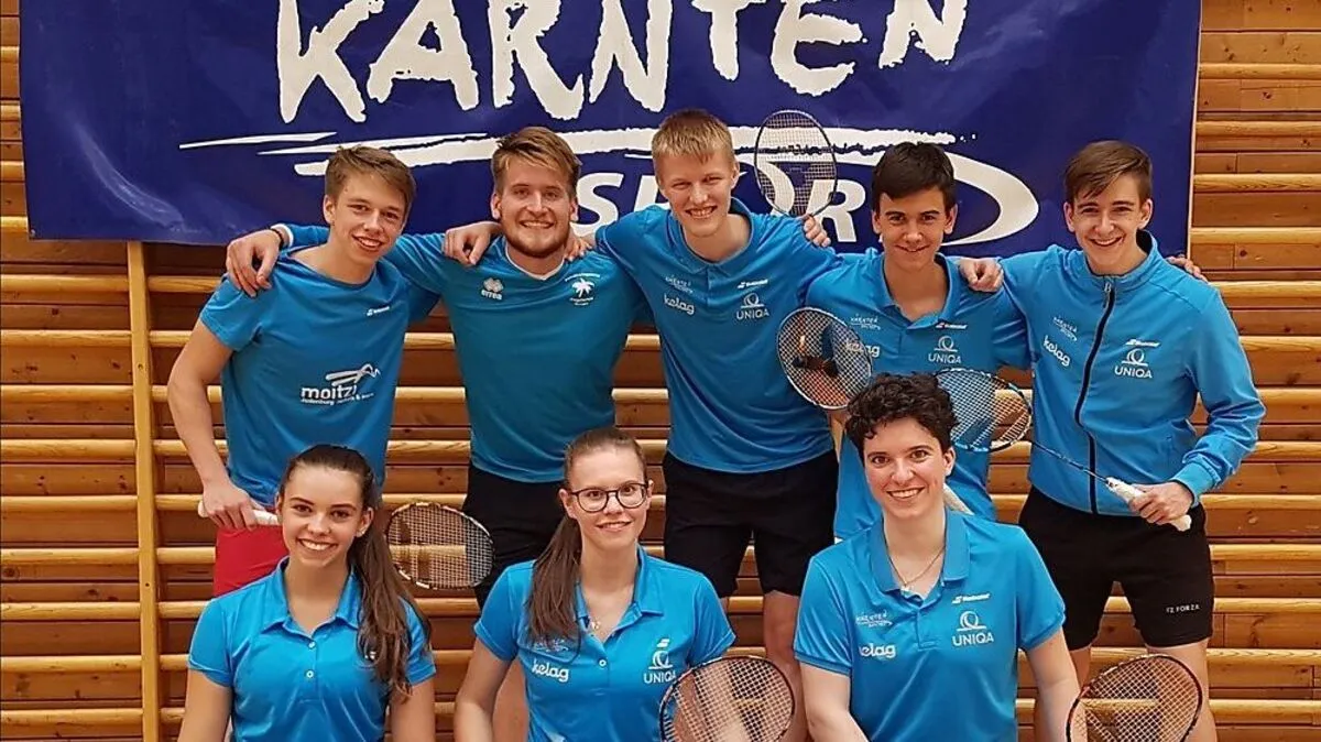 Gustav Andree, Martin Cerkovnik, Miha Ivancic, Tobias Rudolf, Luca Froschauer (hinten v. l. n. r.). Vorne: Denise Hofer, Conny und Jenny Ertl