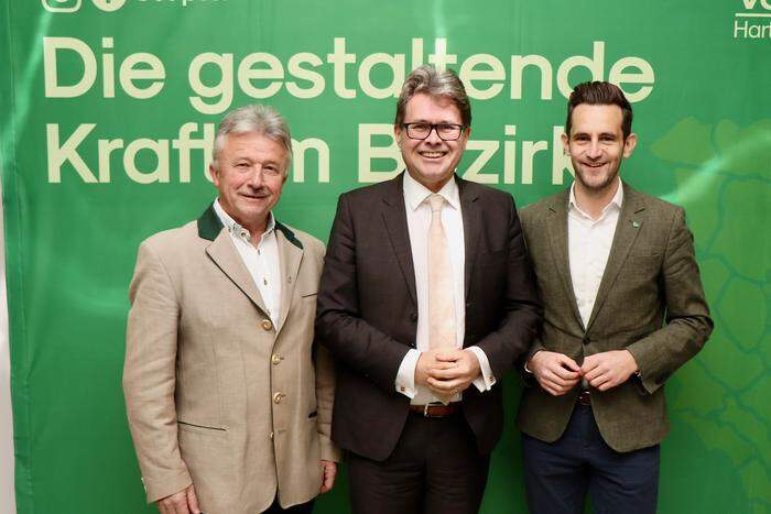 Bundesminister Martin Polaschek mit den Landtagsabgeordneten Hubert Lang und Lukas Schnitzer