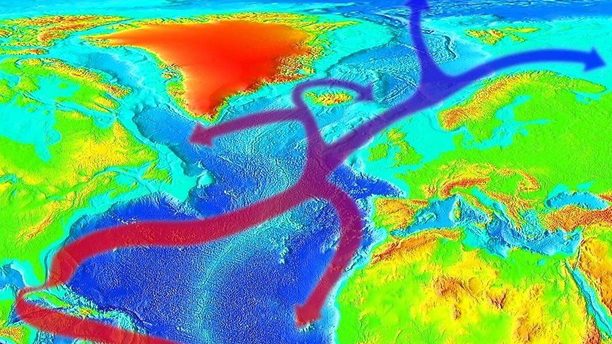 Diese Grafik zeigt, wie weitreichend der Golfstrom die Erdregionen rund um den pazifischen Ozean beeinflusst