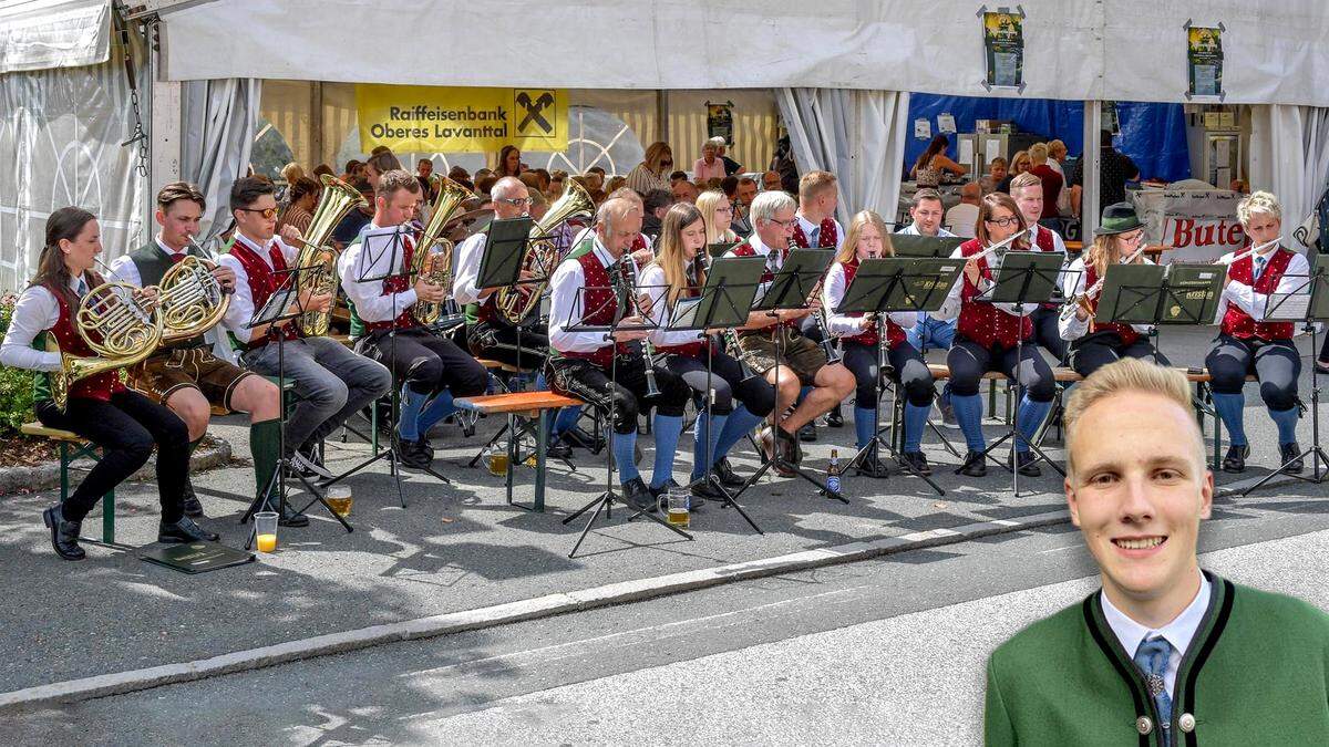 Der neue Kappellmeister: Lukas Gringl bei seinem ersten Auftritt am Feuerwehrfest in Preitenegg