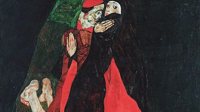 Egon Schiele: Kardinal und Nonne (Liebkosung), 1912