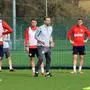 GRAZ,AUSTRIA,24.MAR.25 - SOCCER - ADMIRAL Bundesliga, Grazer AK 1902, training. Image shows head coach Ferdinand Feldhofer Murat Satin, Marco Perchtold and Benjamin Rosenberger (GAK).
Photo: GEPA pictures/ Hans Oberlaender