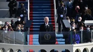 Der frisch vereidigte US-Präsident Joe Biden bei seiner Antrittsrede vor dem Kapitol