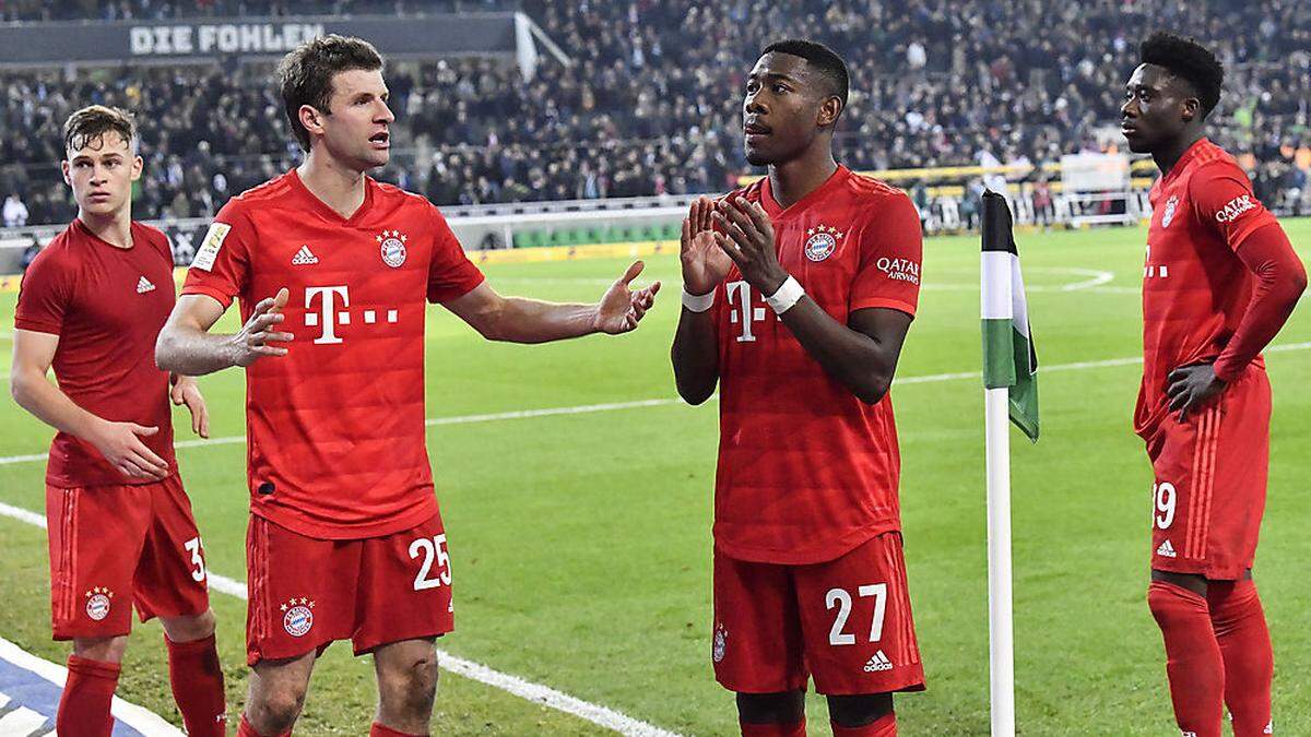 Joshua Kimmich, Thomas Müller, David Alaba und Alphonso Davies sind gegen Wolfsburg gefordert