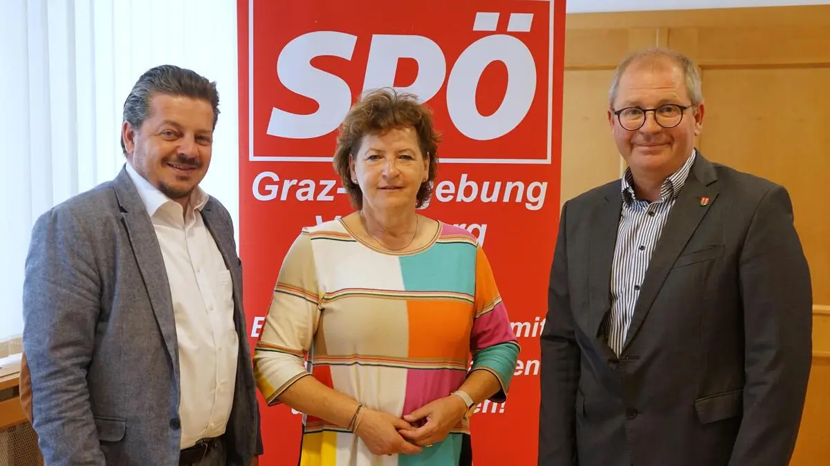 Landtagsabgeordneter Udo Hebesberger, Landesrätin Ursula Lackner und Bürgermeister Bernd Osprian (alle SPÖ)