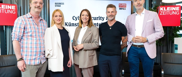 Dominic Neumann, Obmann der FG Unternehmensberatung, Buchhaltung und IT (UBIT) an der WKO Steiermark, Sabine Balogh-Preininger, 
FMA Österreich, Xenia Daum, GF Kleine Zeitung, Herbert Tanner, Leitung Siemens Graz und Klagenfurt, und Markus Fallenböck, Vizerektor, UNI Graz