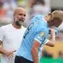 Pep Guardiola mit seinem Superstar Erling Haaland 