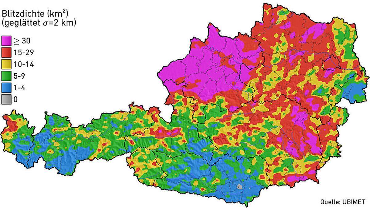 65 Gewitter-Tage gab es im Sommer in Kärnten 