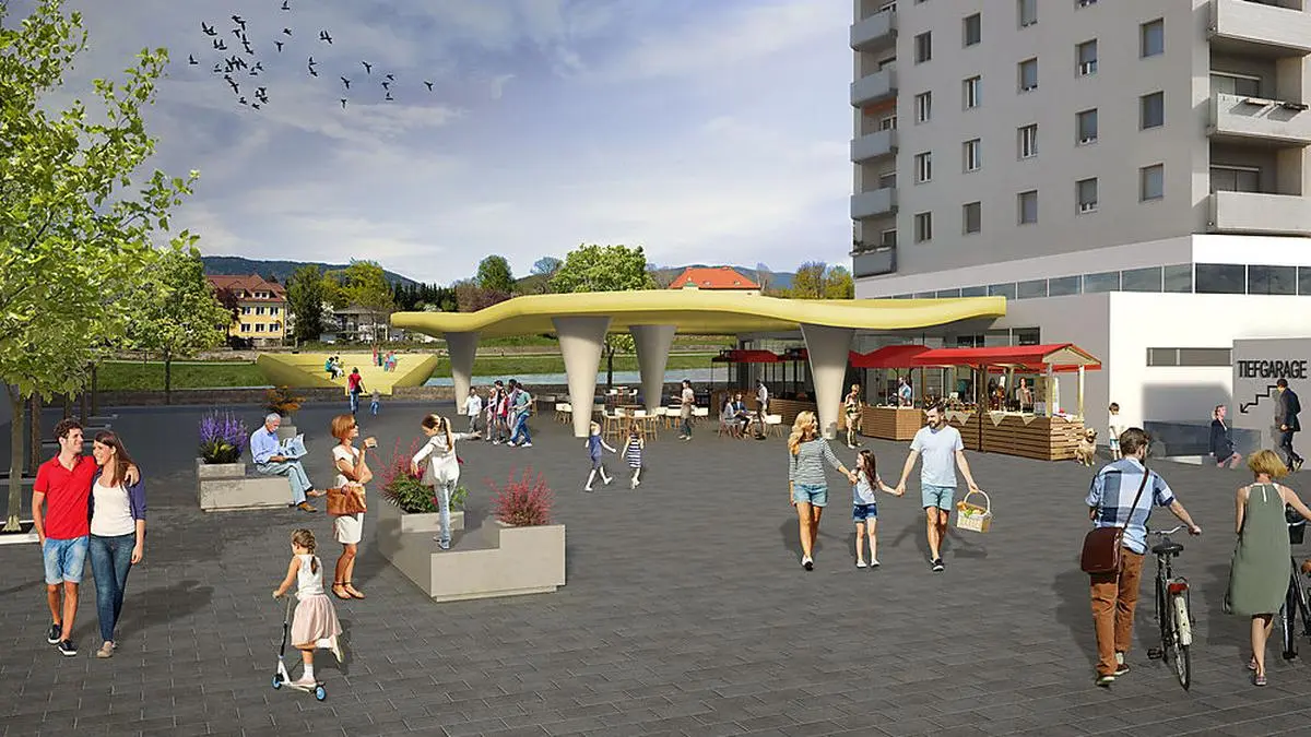 Der Außenbereich am Burgplatz soll laut den Plänen der ÖVP überdacht werden