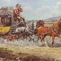 Gemälde einer Postkutsche um 1830