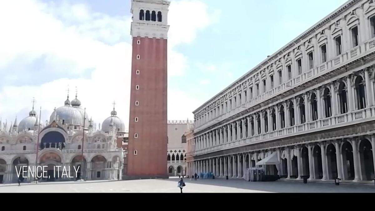 Ein Ausschnitt aus dem Video - es zeigt Venedig fast menschenleer