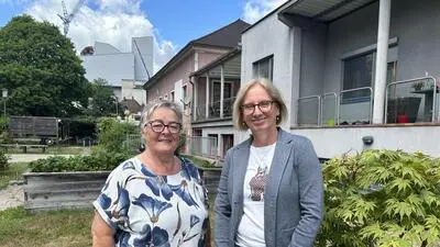 Obfrau Ute Stix und Geschäftsführerin Heike Greimel am Standort in Donawitz