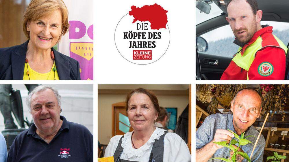 Nominierte Köpfe des Jahres der Kategorie „Starke Persönlichkeiten“: Eva Altenmarkter, Werner Grissmann, Gertraud Patterer, Eckart Mandler,  Gernot Walder