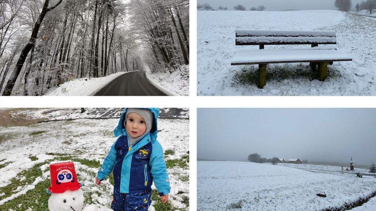 Am Freitag war die Südoststeiermark zum Teil mit Schnee angezuckert. Maximilian aus Kindsdorf hat das gleich genutzt, um einen Schneemann zu bauen