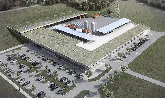 So wird der neue Bauhof im Sommer aussehen. Im Vordergrund der Parkplatz der Elin-Motoren-Arena, der gemeinsam genutzt wird