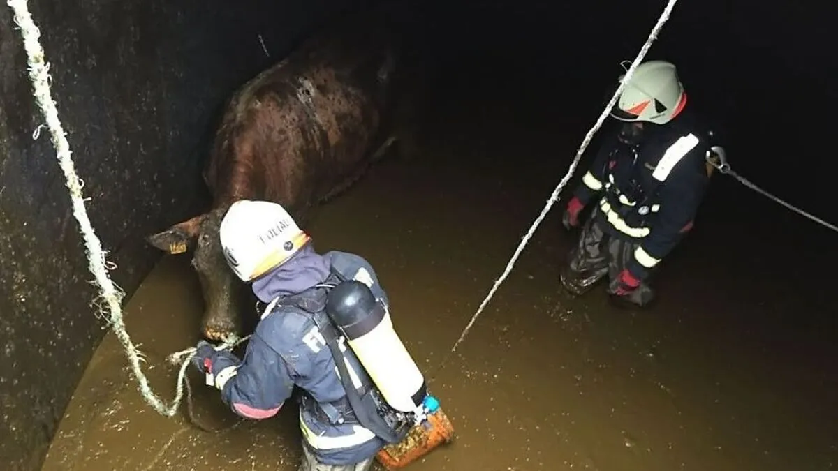 Die Feuerwehr Pöllau musste das Tier erst beruhigen