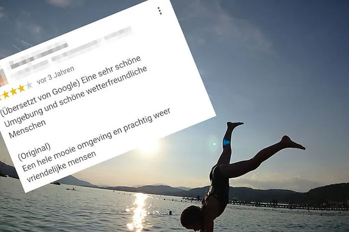 Dieser Urlauber aus Holland freute sich über das prächtige Wetter und die freundlichen Menschen am Wörthersee. Das Übersetzungsprogramm machte daraus "wetterfreundliche Menschen".