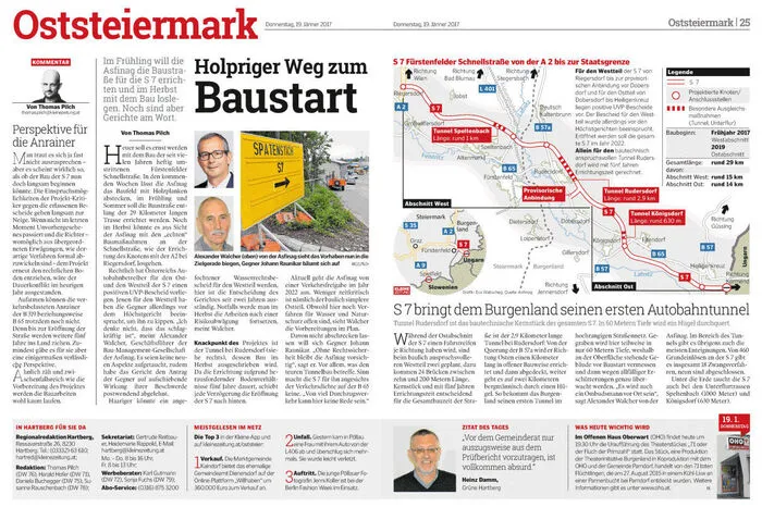 In den 2010er-Jahren wurde der Bau der Schnellstraße S7 zum großen Thema.