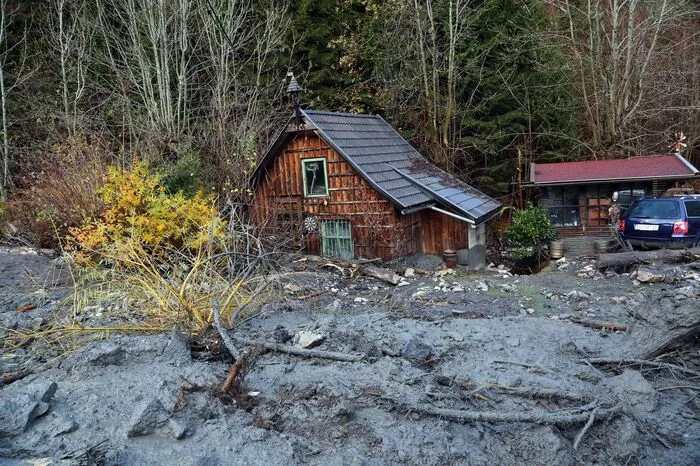 Unwetter in Finkenstein am Faaker See, das Wohnhaus musste evakuiert werden