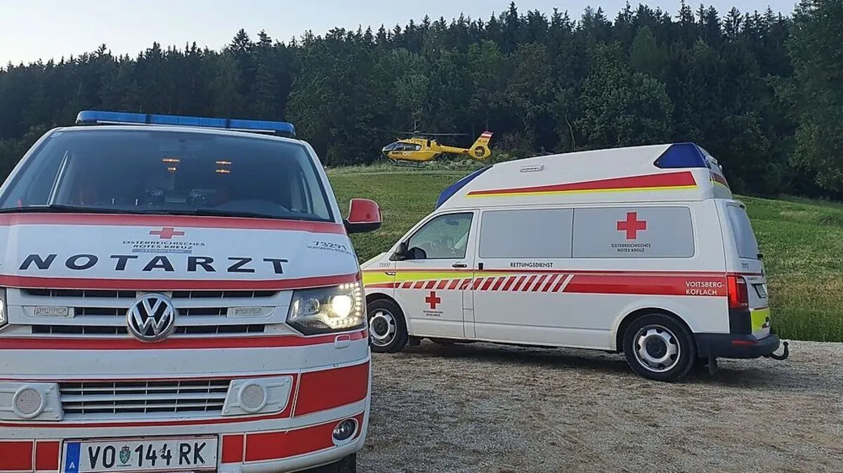 Der Hubschrauber landete in Bärnbach