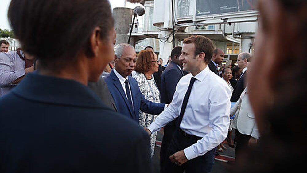Der französische Präsident Emmanuel Macron bei seinem Eintreffen auf Guadeloupe