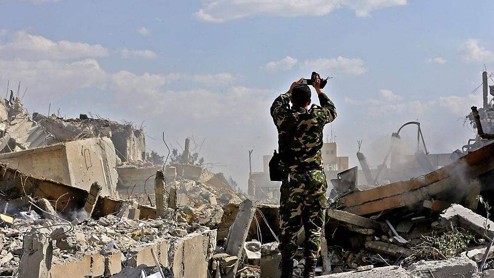 Die zerstörte Forschungsanlage in Damaskus
