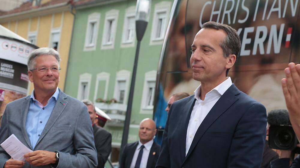Wahlkampfstart in Klagenfurt: LH Kaiser, Spitzenkandidat Christian Kern 