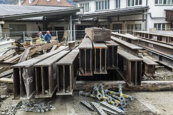 Mit diesem Gerüst war die Brücke gestützt
