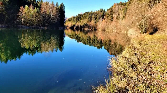 Foto von der Staustufe zum Murkraftwerk in Fisching.
