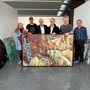Bei der Vorbereitung der neuen Ausstellung im Kunsthaus Weiz: Die Weizer Vizebürgermeisterin Monika Langs, Projektmanager Michael Härawy, Kunsthausleiter Joe König, Kulturreferent Hermann Mauritsch und die Kuratoren Georg Gratzer und Davood Khazaie (Pashmin Art Hamburg)