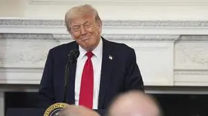 President Donald Trump speaks during the White House Faith Office luncheon in the State Dining Room, Monday, July 14, 2025, in Washington. (AP Photo/Evan Vucci)