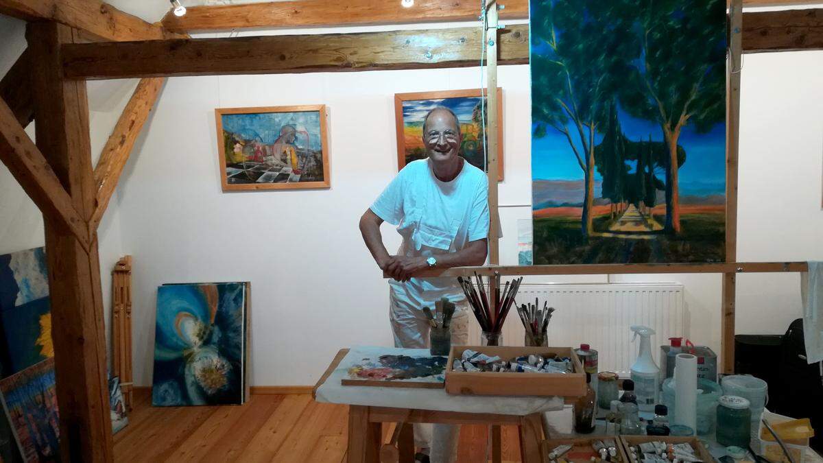 Walter Tiefnig in seinem Atelier in Kolbnitz