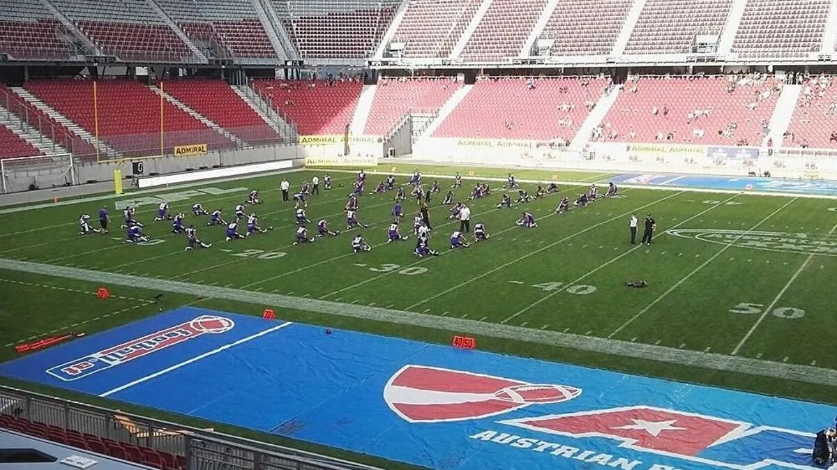 Die Vikings beim Aufwärmen