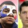 Kylian Mbappe (links), Robert Lewandowski  | This combination of pictures made on June 23, 2024, shows France's forward #10 Kylian Mbappe (L) wearing a face mask as he takes part in a MD-1 training session at the Leipzig Stadium in Leipzig on June 20, 2024, on the eve of their UEFA Euro 2024 Group D football match against Netherlands and Poland's forward #09 Robert Lewandowski (R) looking on from the bench during the UEFA Euro 2024 Group D football match between Poland and Austria at the Olympiastadion in Berlin on June 21, 2024. France faces Poland in a UEFA Euro 2024 Group D football match at the BVB Stadion in Dortmund on June 24, 2024. (Photo by Axel HEIMKEN and Franck FIFE / AFP)